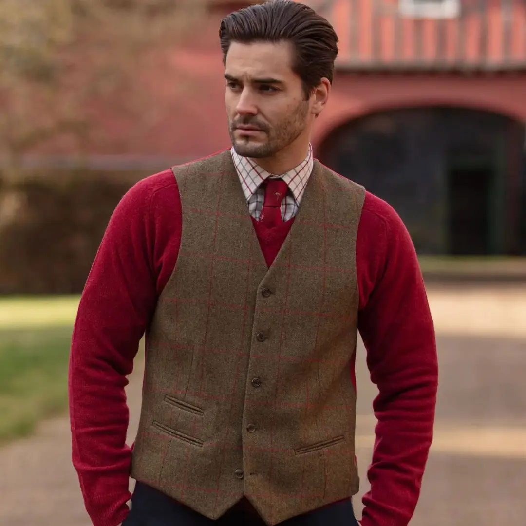 Alan Paine Combrook Men's Tweed Lined-Back Waistcoat - Image 2