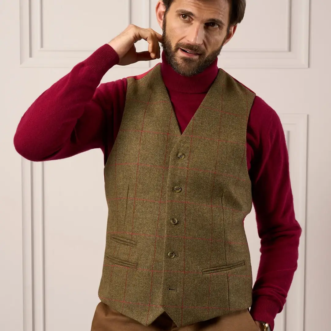 Alan Paine Combrook Men's Tweed Lined-Back Waistcoat - Image 3