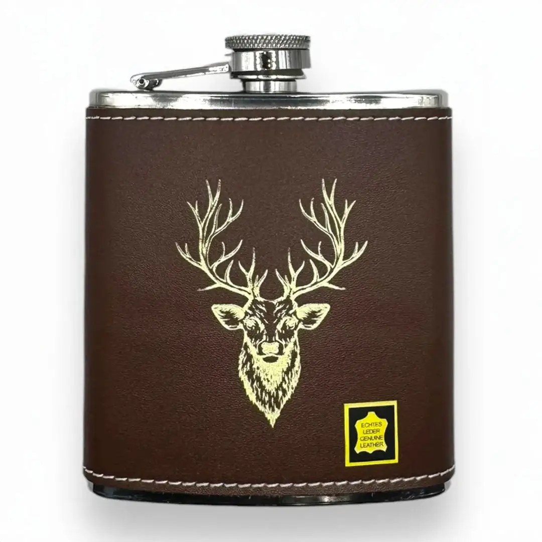 Bisley Brown Leather 6oz Hip Flask