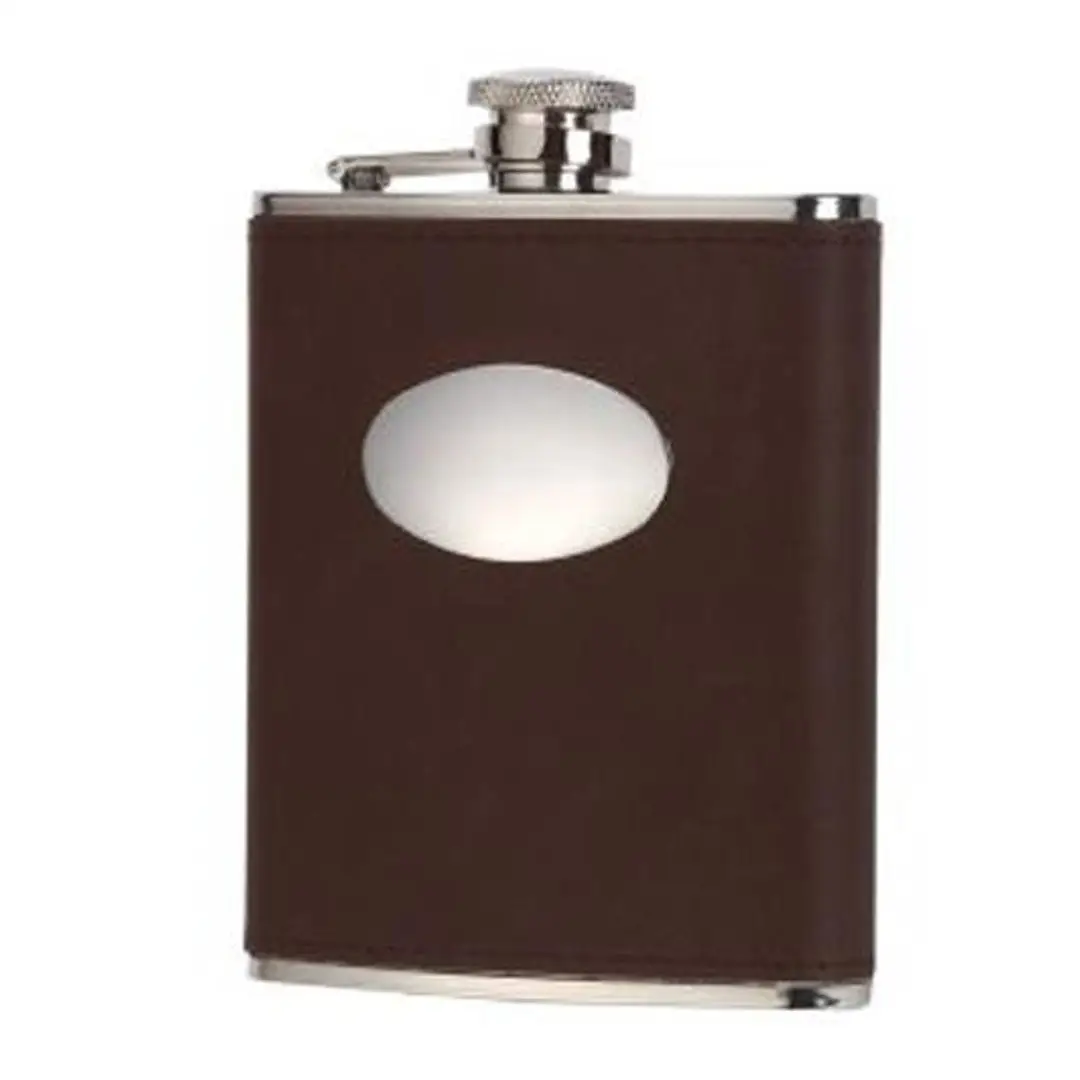 David Nickerson Brown Leather 6oz Hip Flask