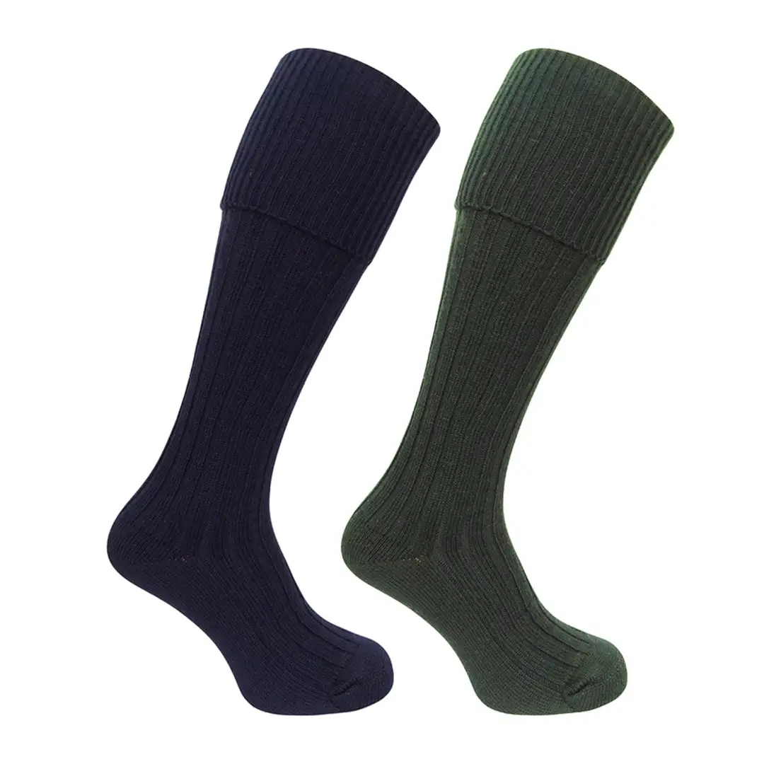 Hoggs of Fife 1902 Plain Turnover Top Shooting Socks (Twin Pack)