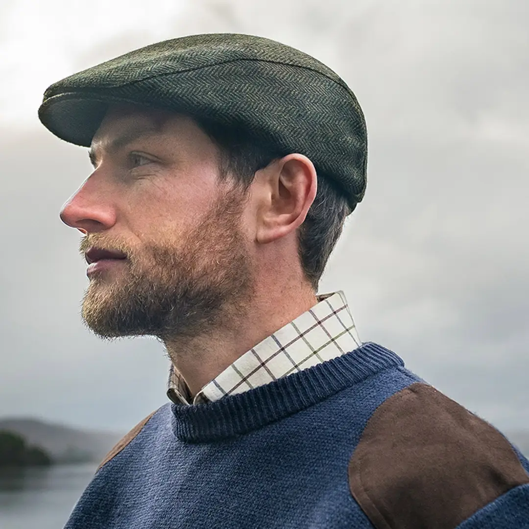 Hoggs of Fife Herringbone Waterproof Tweed Cap - Image 2