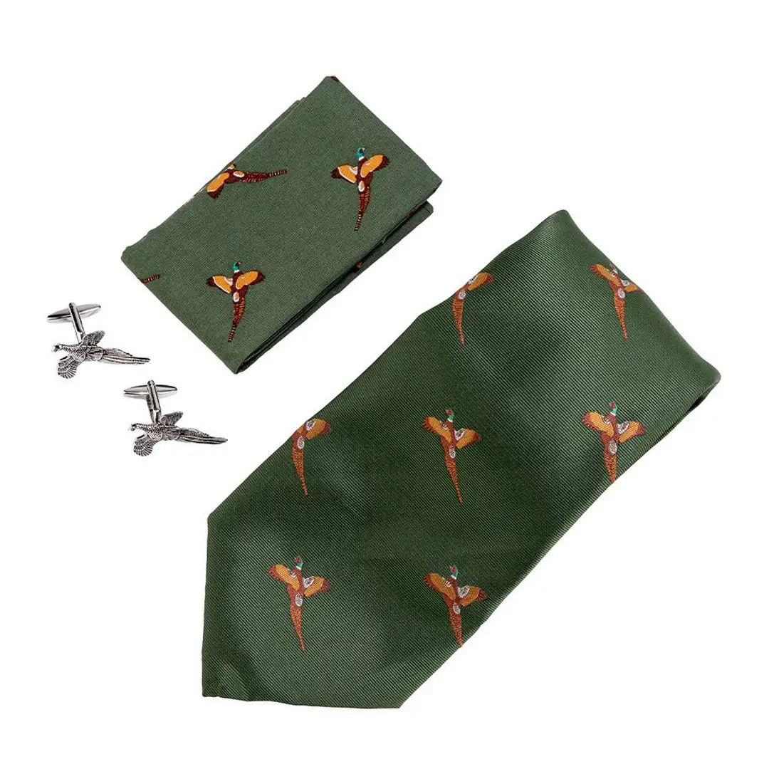 Jack Pyke Pheasant Tie, Hanky & Cufflinks Set
