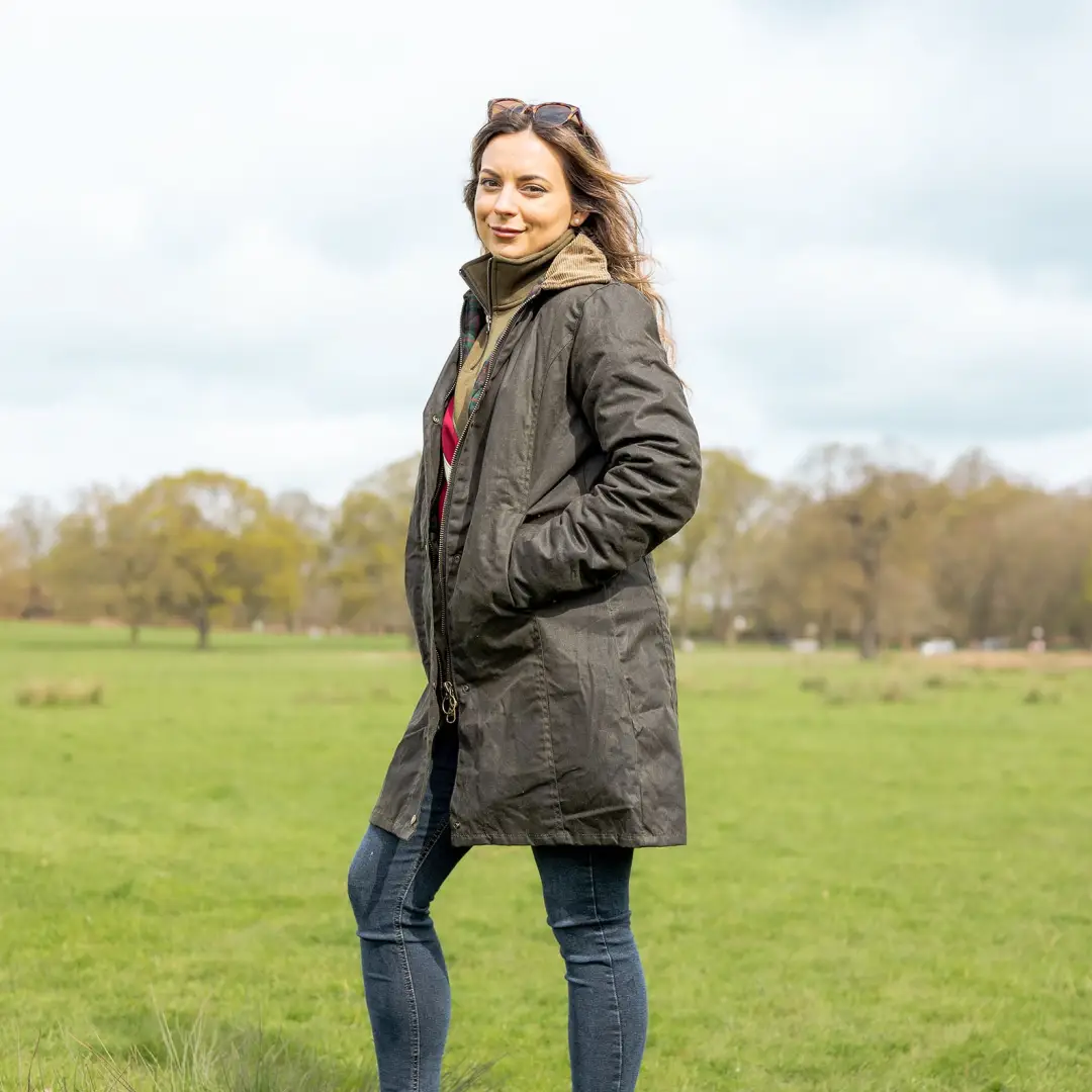 New Forest Ladies Longer Length Wax Jacket - Image 2