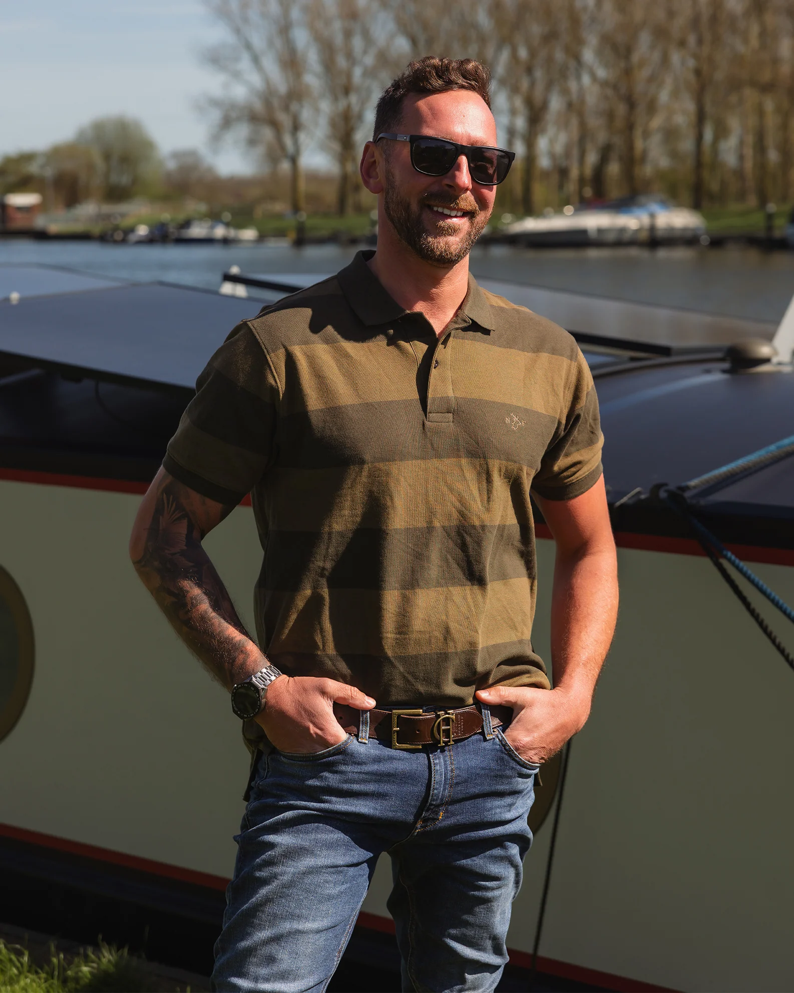 New Forest Striped Pique Polo Shirt - Image 2