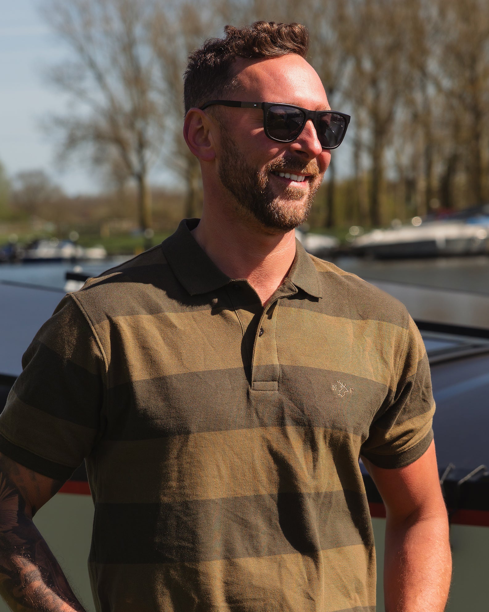 New Forest Striped Pique Polo Shirt - Image 4