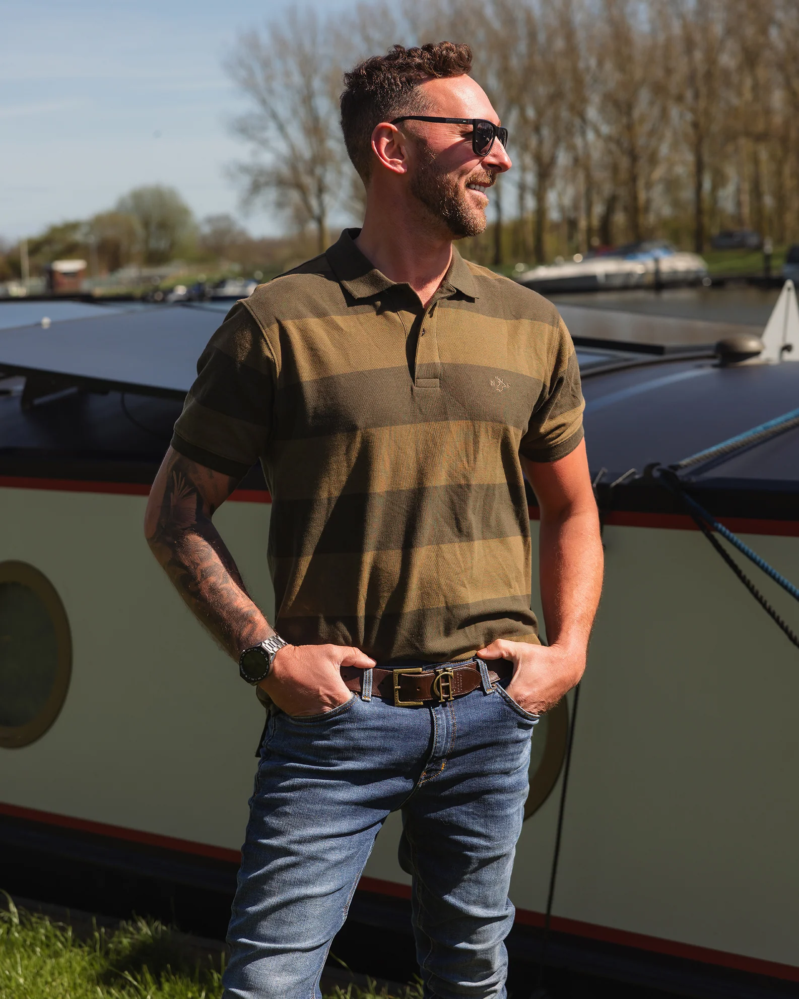 New Forest Striped Pique Polo Shirt - Image 6