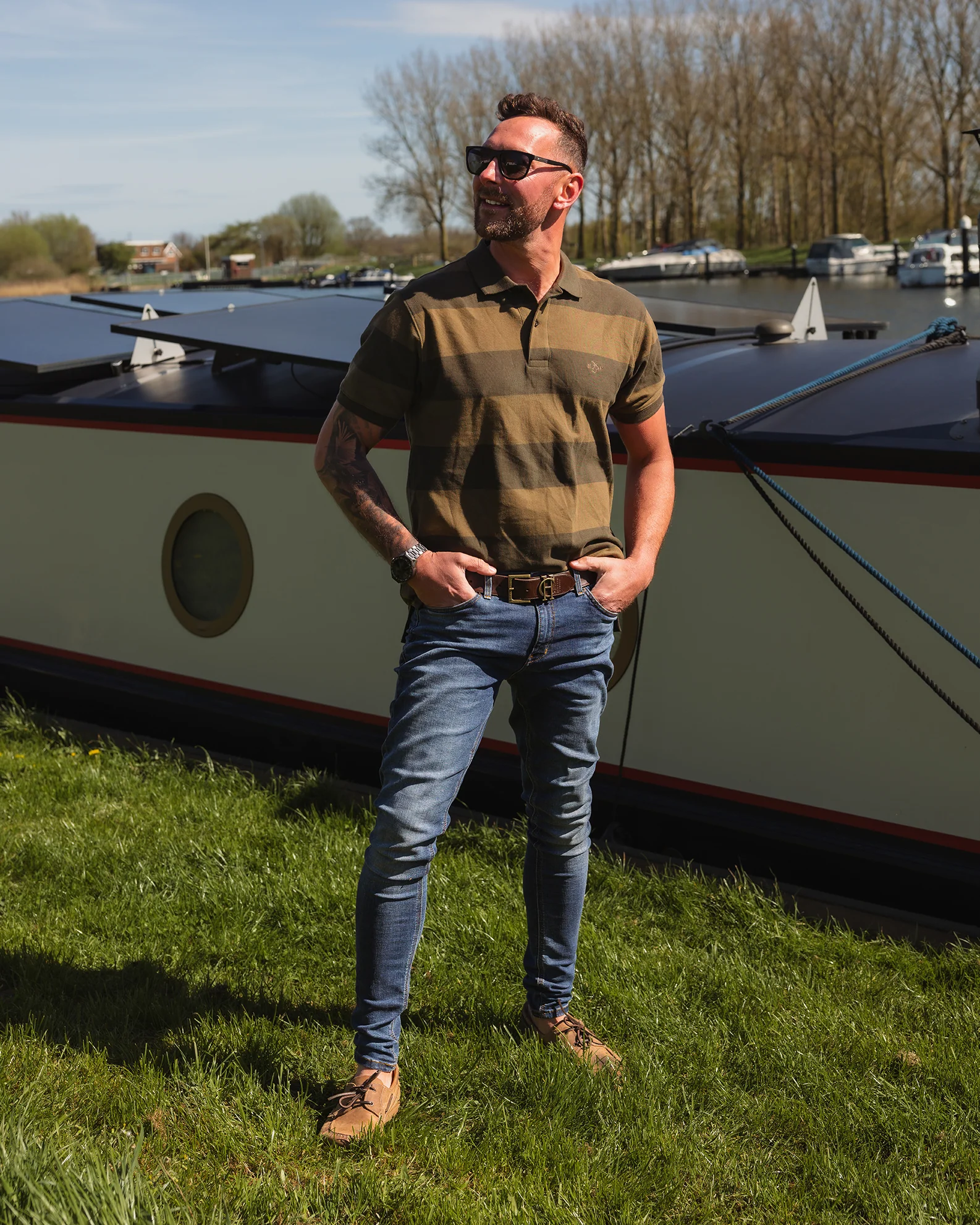 New Forest Striped Pique Polo Shirt - Image 8
