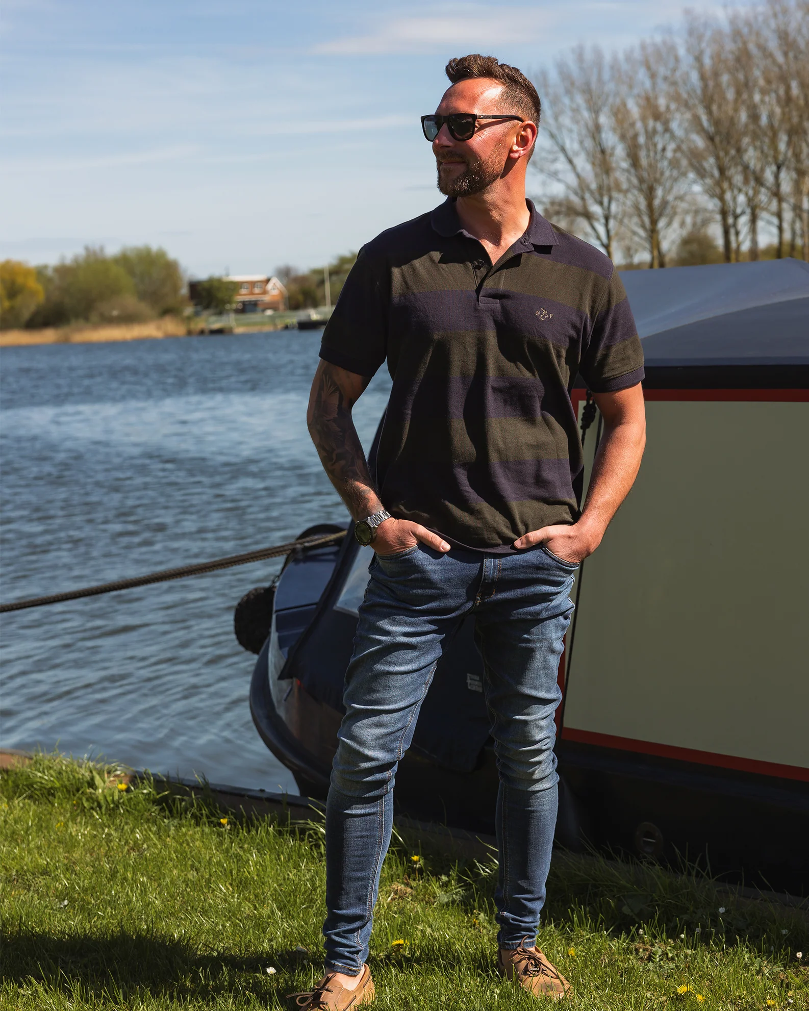 New Forest Striped Pique Polo Shirt - Image 6