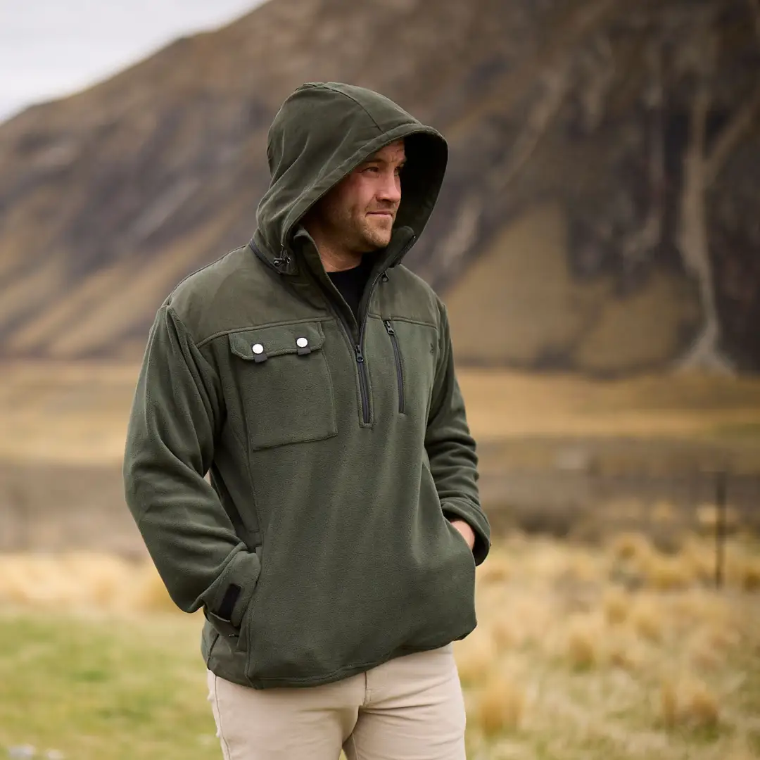 Swanndri High Rock 1/2 Zip Water Resistant Technical Fleece Hoodie - Image 2