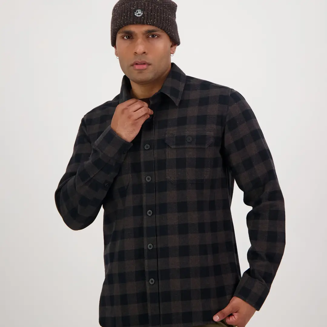 Swanndri Taranaki Tailor Long Sleeve Shirt Black Charcoal - Image 2