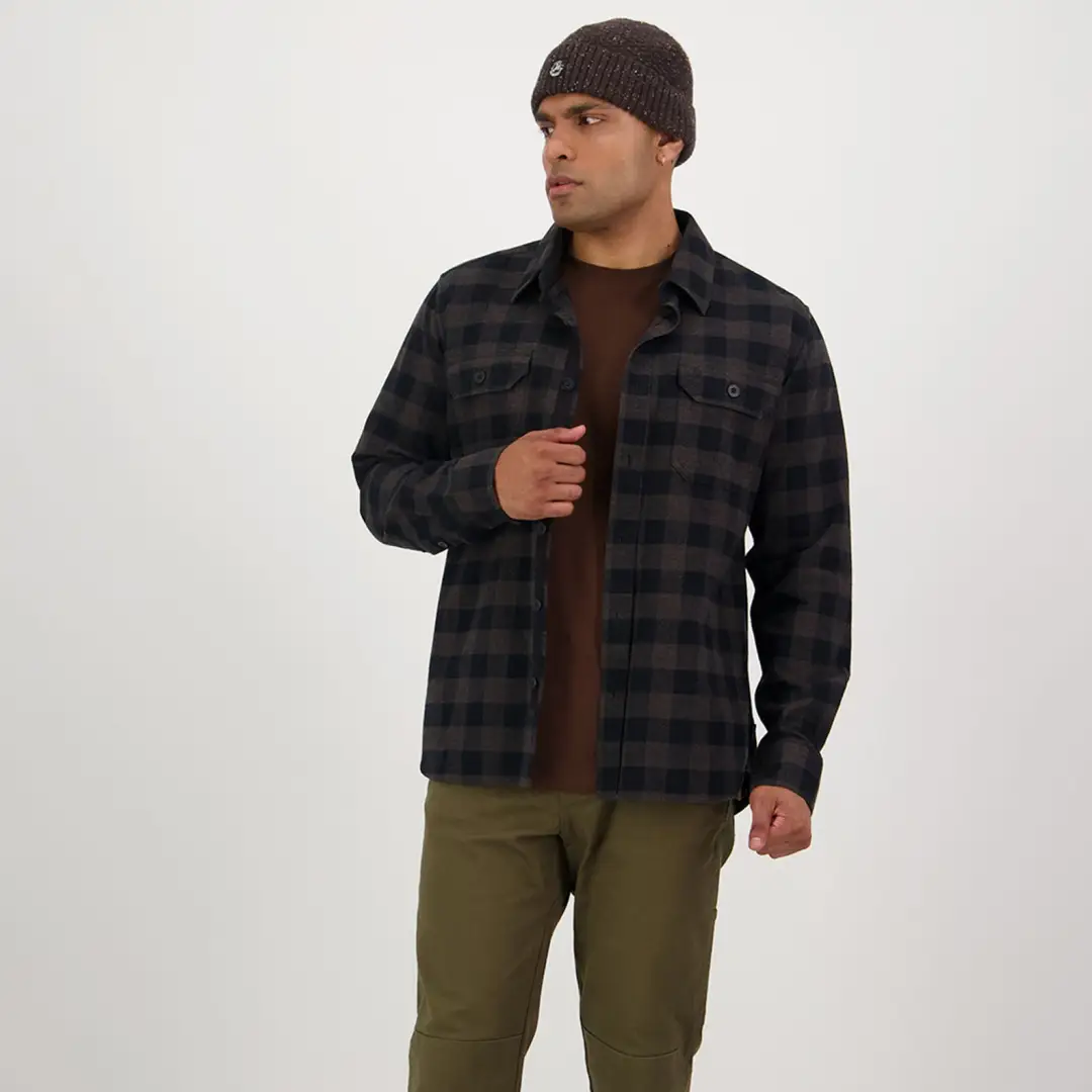Swanndri Taranaki Tailor Long Sleeve Shirt Black Charcoal - Image 3