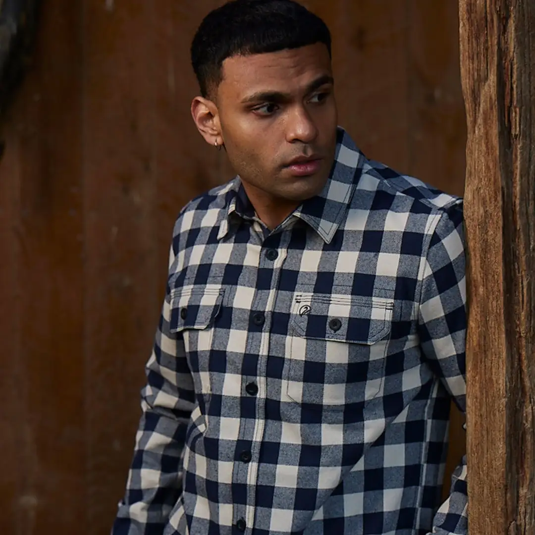 Swanndri Taranaki Tailor Long Sleeve Shirt Navy Sandshell - Image 2