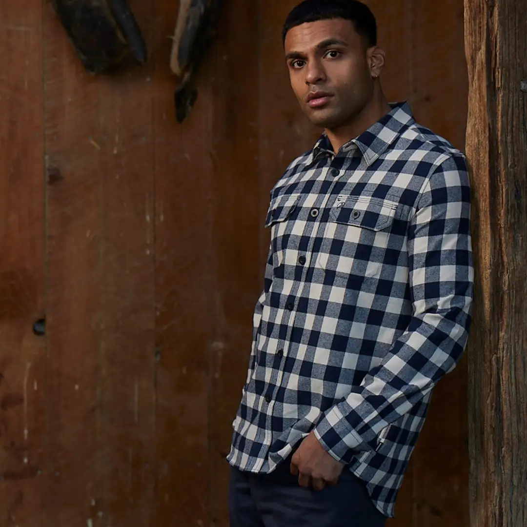 Swanndri Taranaki Tailor Long Sleeve Shirt Navy Sandshell - Image 3